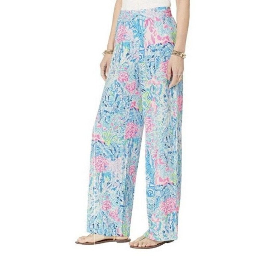Lilly Pulitzer Lorena Breezy Palazzo Pants Multi Sink or‎ Swim Sz XS Womens